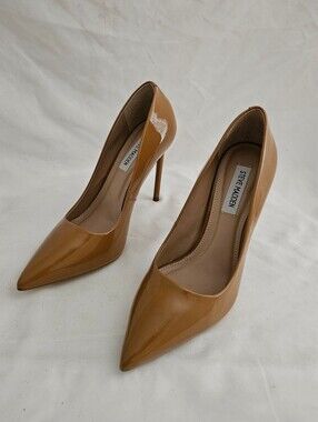 Steve Madden Caramel Patent Pointed-Toe Stiletto Pumps